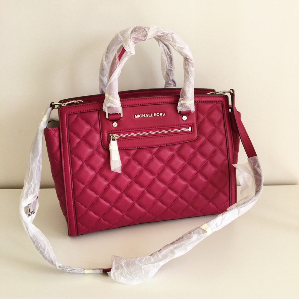 MICHAEL KORS Selma Zip Quilt Satchel Deep Pink - Picture 2 of 14
